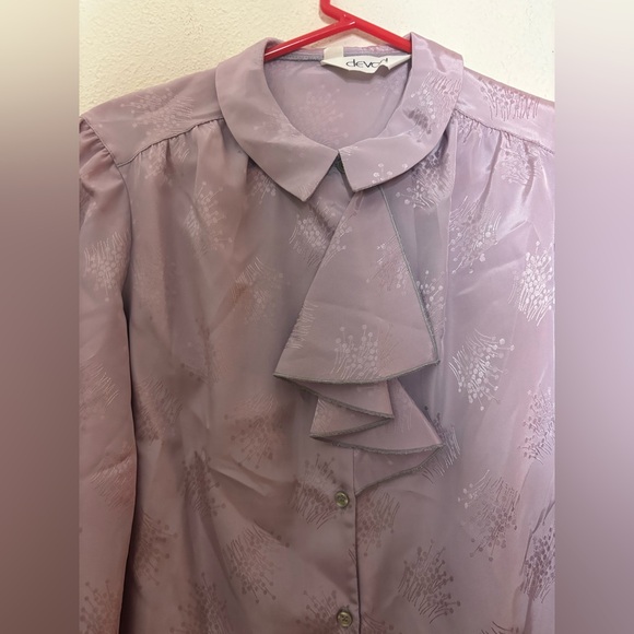 Vintage Devon purple floral print puff sleeve button down NWOT ruffles - Picture 4 of 5